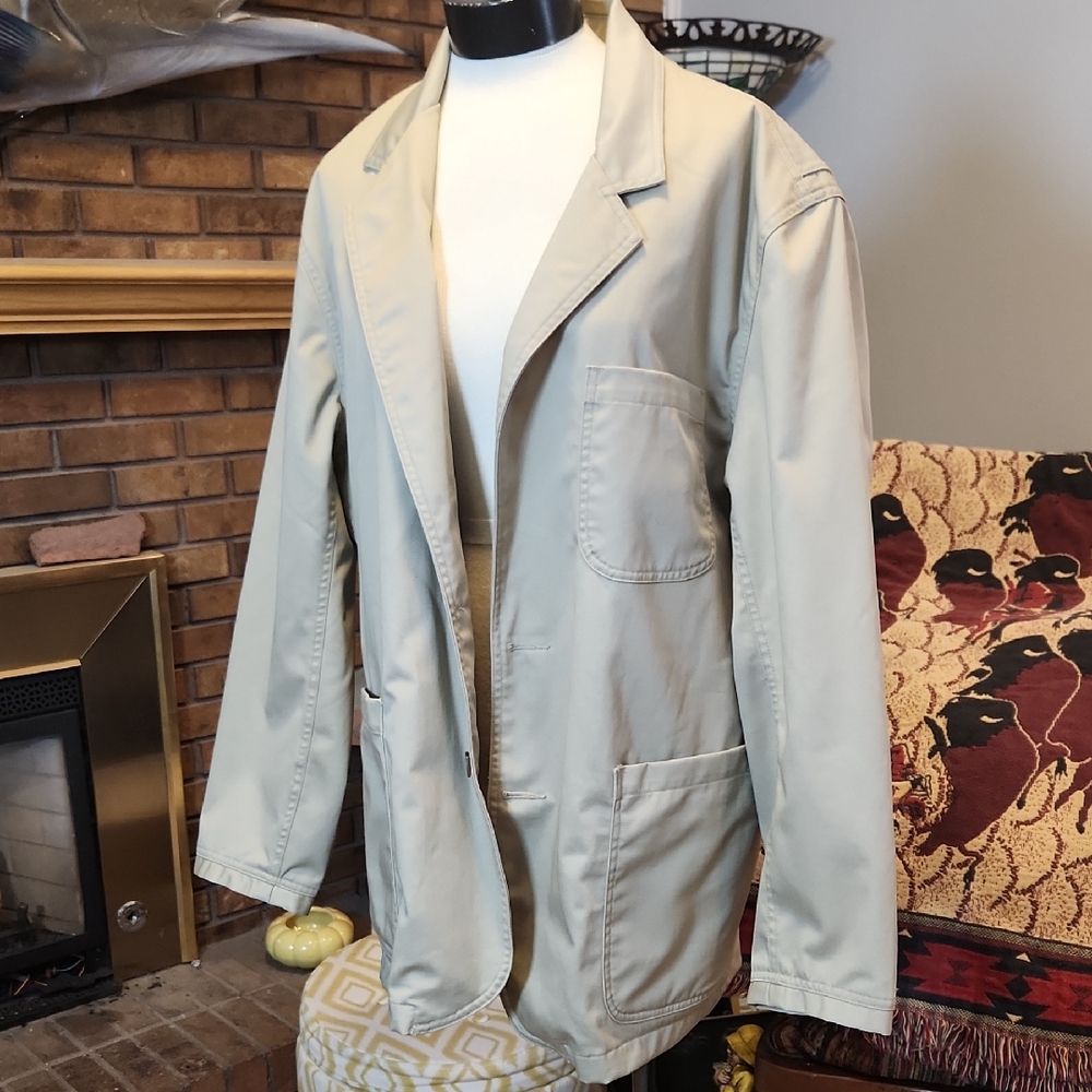 Duluth Trading Co Beige Jacket Multi Pockets Barn Field Utility Coat Canvas